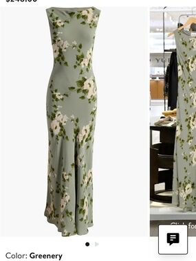 Reformation Greenery Floral Maxi Dress in Sage and White